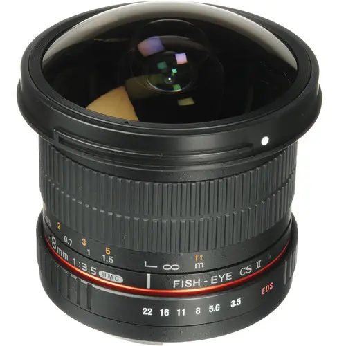3. Samyang 8mm f/3.5 Fish-eye CS Lens for Nikon + Hood