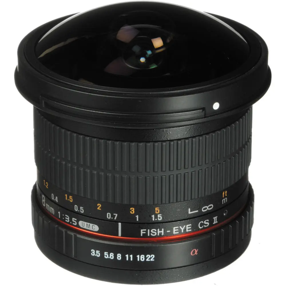 Samyang 8mm f/3.5 Fish-eye CS II w/hood (Fuji X) Lens