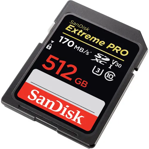 1. Sandisk 512GB Extreme PRO 170MB/s SDXC UHS-I