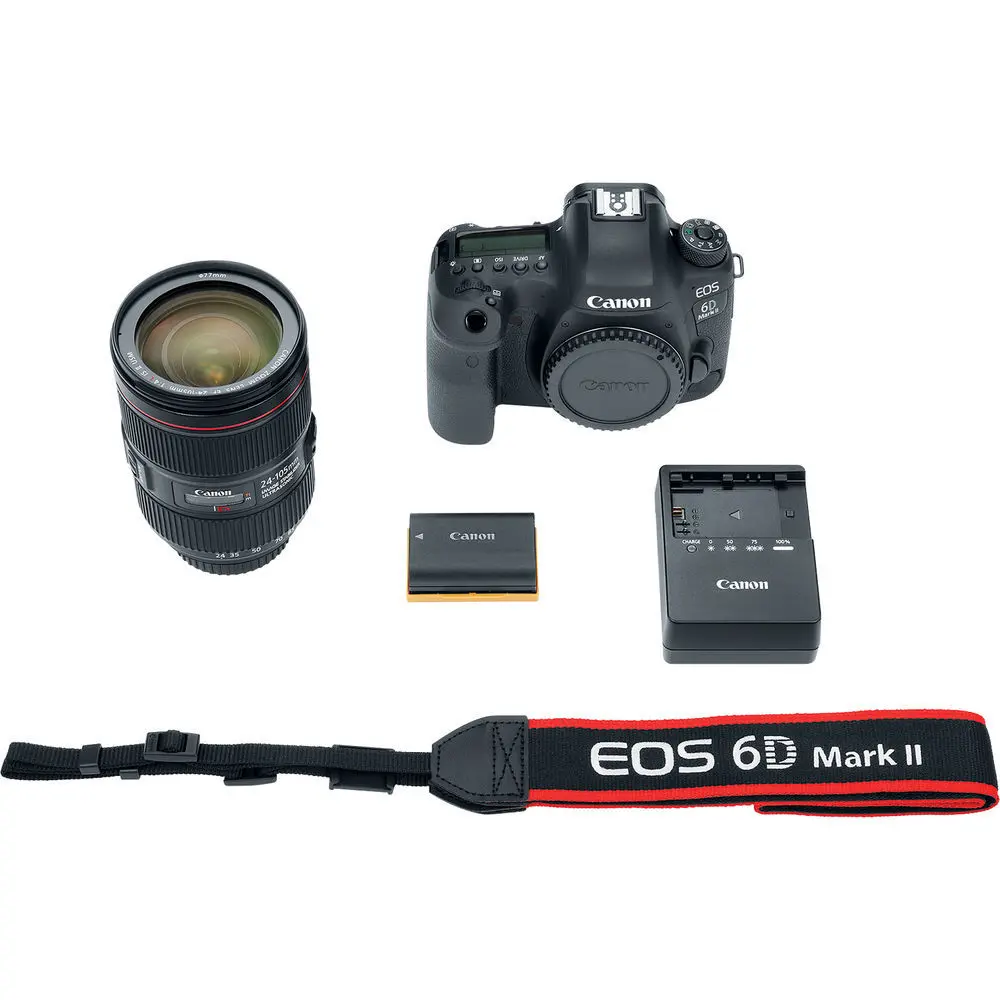 1. Canon EOS 6D Mark 2 +24-105 kit 26.2MP Mk II Full Frame DSLR Camera