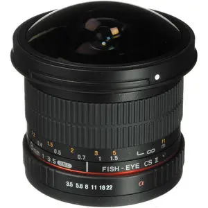 Samyang 8mm f/3.5 Fish-eye CS II w/hood (Fuji X) Lens