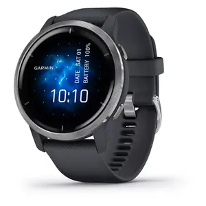 Garmin Venu 2 Silver bezel w/blue case/ silicone