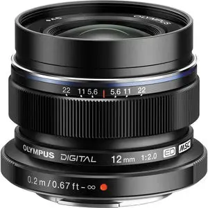 Olympus M.ZUIKO DIGITAL ED 12mm f2.0 Black Lens